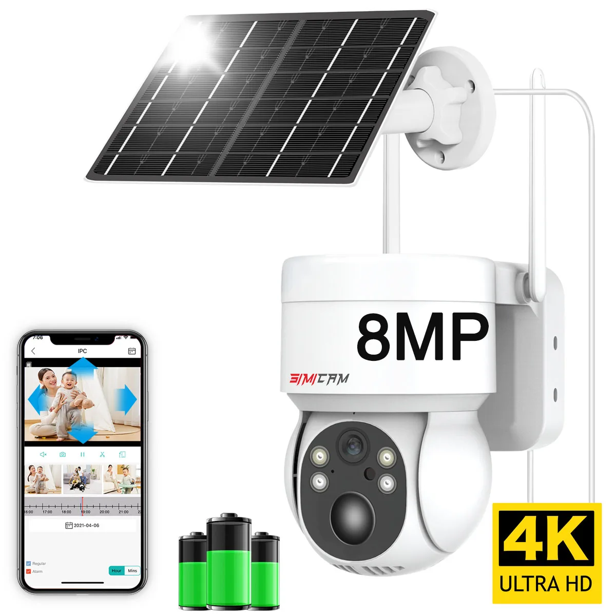 4k 8mp wifi Überwachungs kamera Solar Solar Aufladen HD Nacht mit Zwei-Wege-Audio 7800mah Batterie