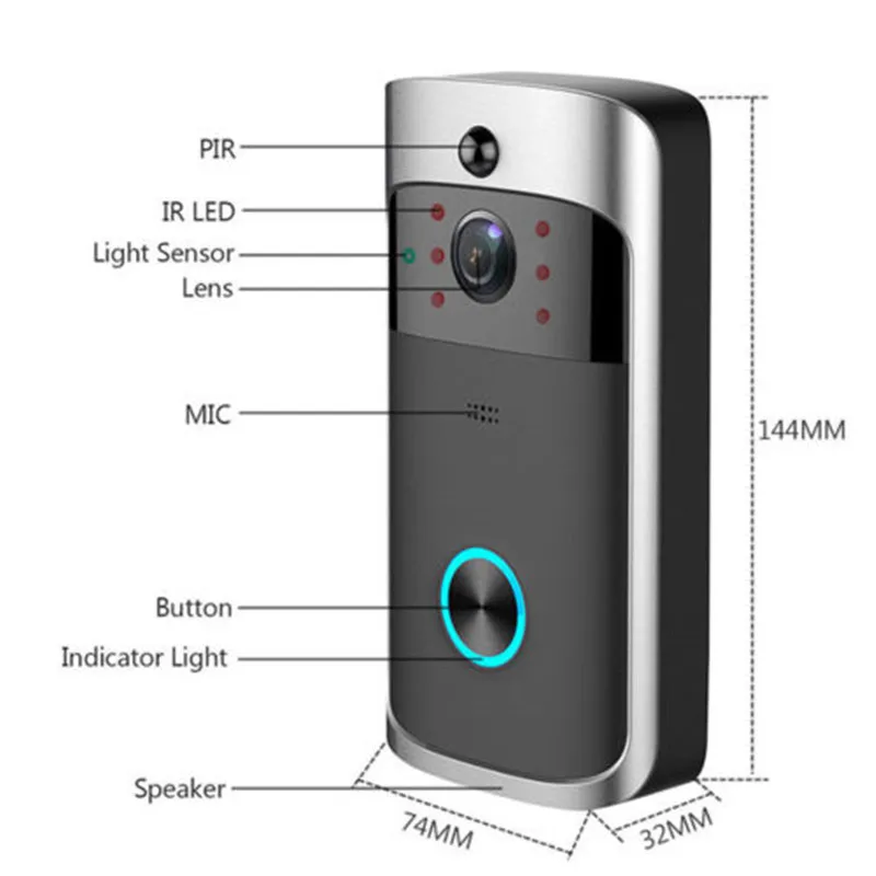 Timbre con cámara Wifi para puerta, videoportero inalámbrico de 1080P, intercomunicador HD, anillo Wifi, para apartamentos