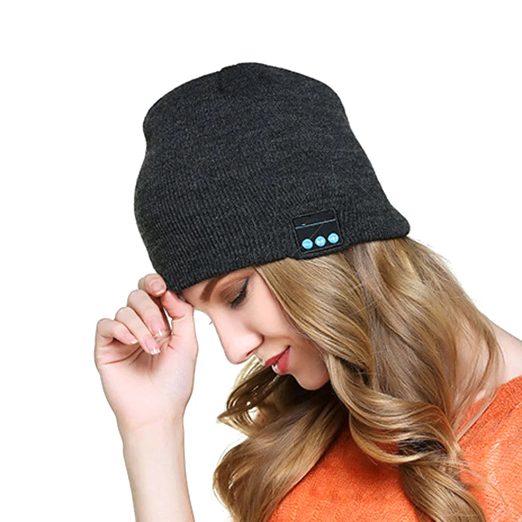 Black Unisex Knitted Bluetooth Hat Unique Warm And Stylish Wide Application Elastic And Comfortable