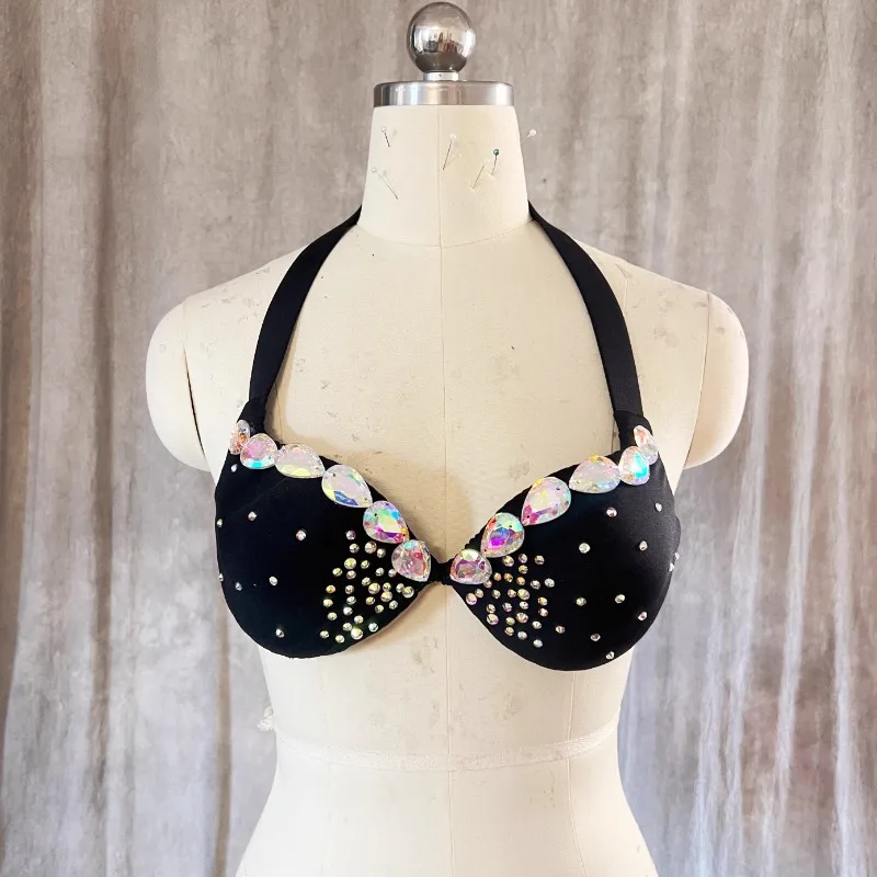 Sutiã de dança do ventre personalizado, faça você mesmo, fantasia simples, espumante, estampagem a quente, código de decoração, cor, reunião completa, formato de copo