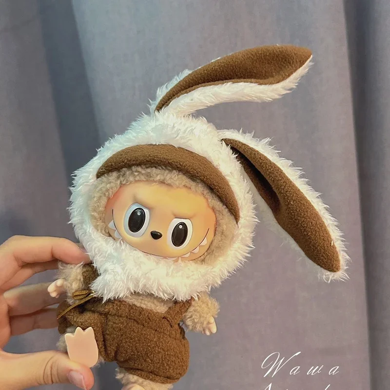 Mini ropa de muñeca de peluche de 17cm, accesorios de traje, suéter de muñeca Labubu de Kpop de Corea, ropa Diy, vestido de regalo