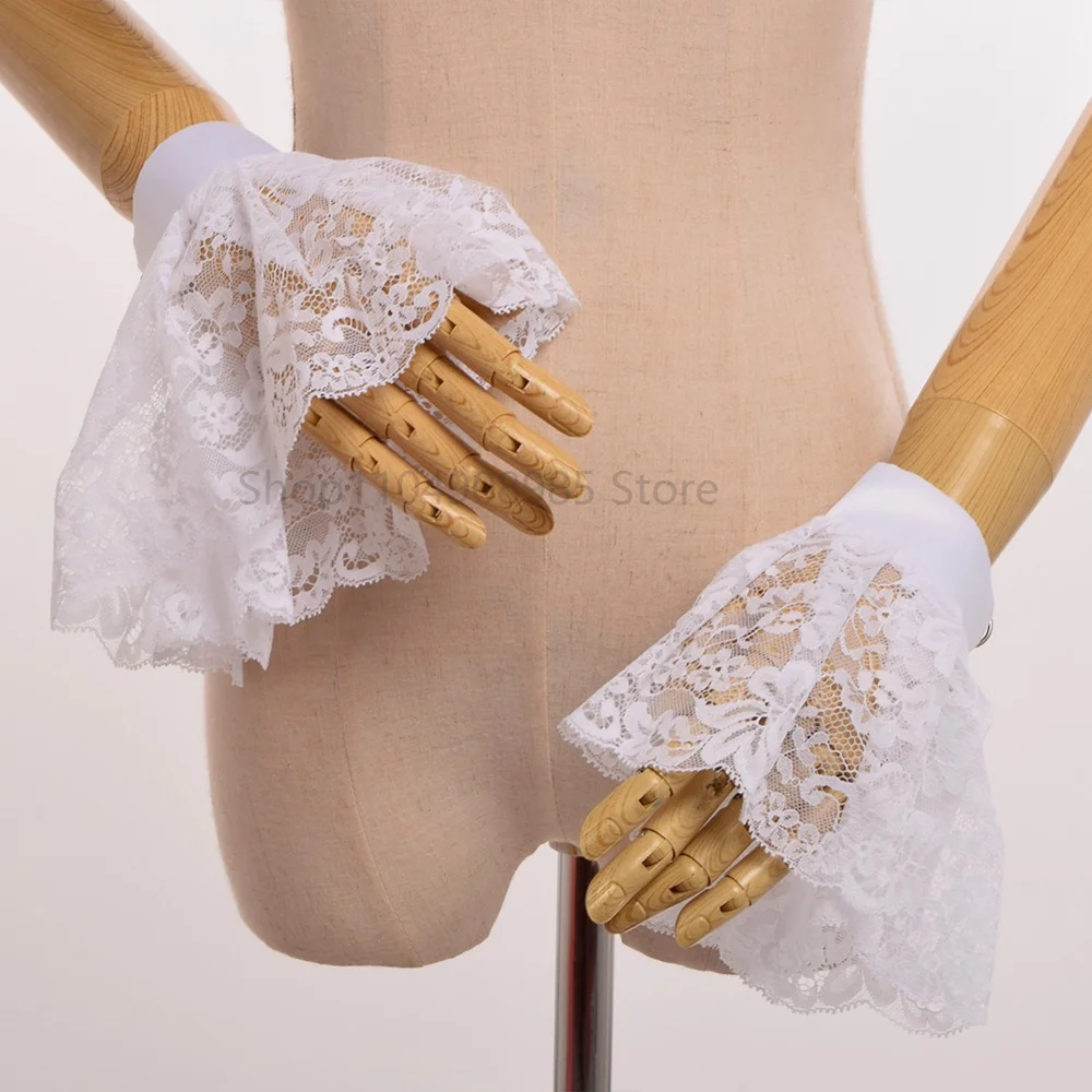 Jabot – col victorien en dentelle à volants, pour adultes, femmes et hommes, blanc, noir, accessoires de Costume de la Renaissance