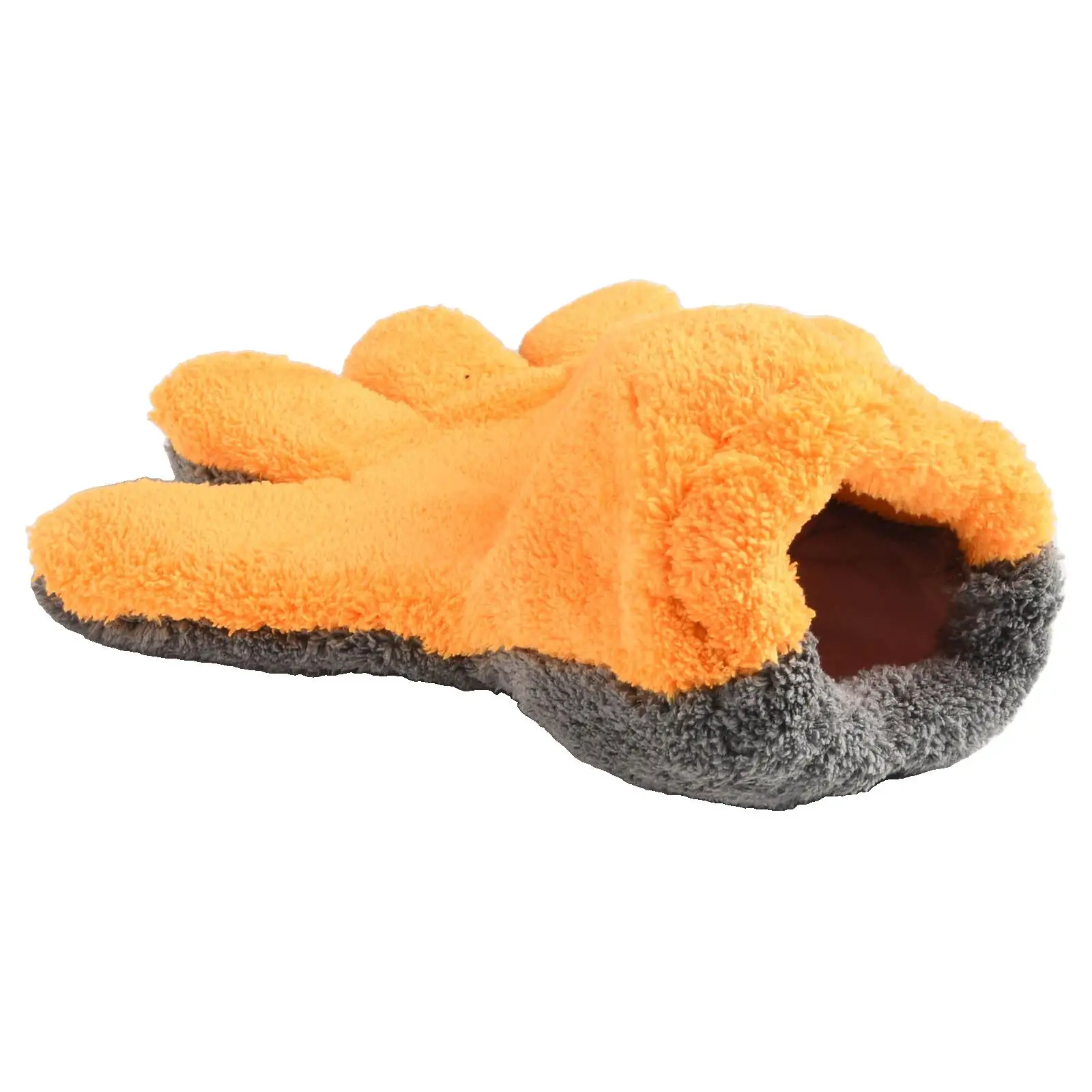 قفازات غسيل الصوف المرجاني بالتفصيل قفازات غسيل السيارات باللون الرمادي والبرتقالي من نسيج الصوف المرجاني تصميم مرن لتنظيف السيارة #1