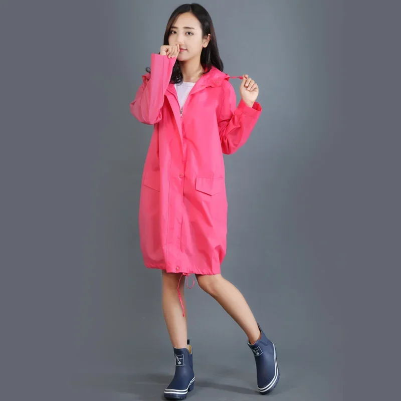 Polyester Raincoat Women Waterproof Long Light Women Rain Coat Ponchos Jacket with Hood Impermeable Simple Rainwear