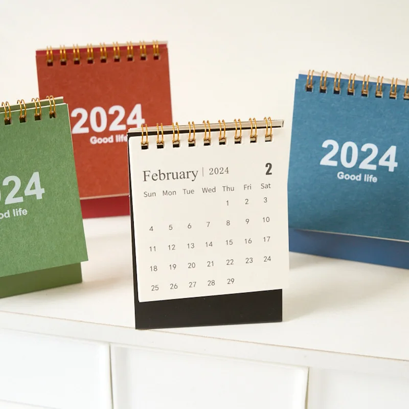 Mini Calendario de escritorio en inglés, decoración creativa de oficina, diario, planificador de aprendizaje, 2023, 2024