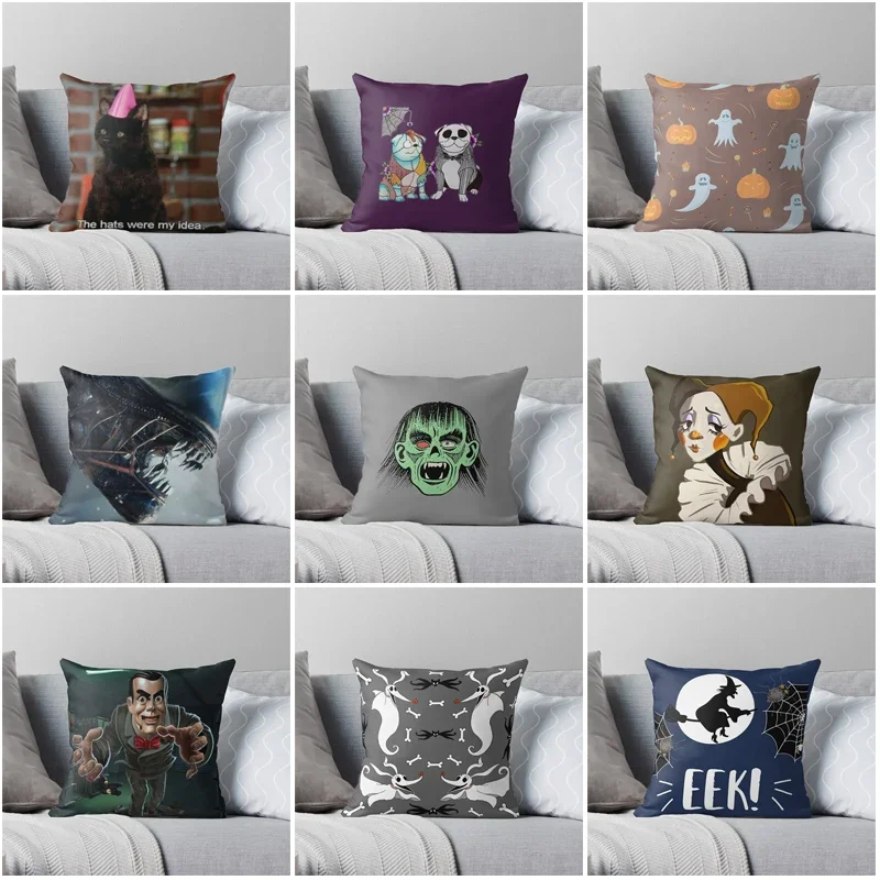 Decorative Home pillow case Cushion covers 60x60cm Modern Living Room sofa bed halloween pumpkin 45*45 fall 50*50 fear Skeleton