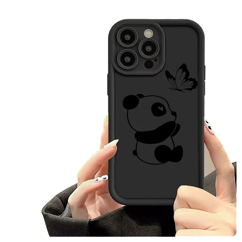 Lucky Panda Fasion Phone Case for iPhone 16 Pro Max Plus All-inclusive Anti-drop Soft Silicone Cover Shockproof Coque Shell