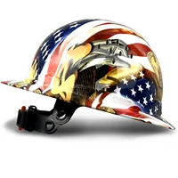 Casco de seguridad de ala completa para construcción, casco duro de HDPE, cascos ventilados, sombrilla, patrón de fibra de carbono, trabajo Industrial, certificado ANSI