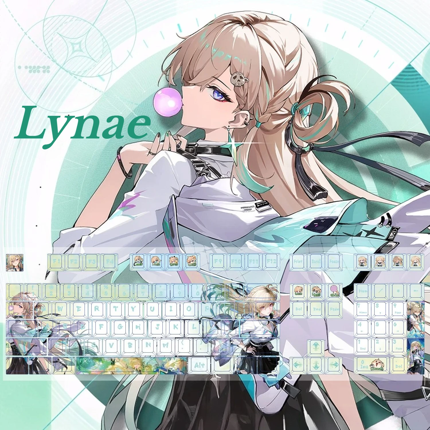 

MAIMOOO Wuthering Waves Lynae Keycaps Cherry Profile PBT Custom Light Green Cartoon Anime Game Keycap for Mechanical Keyboard