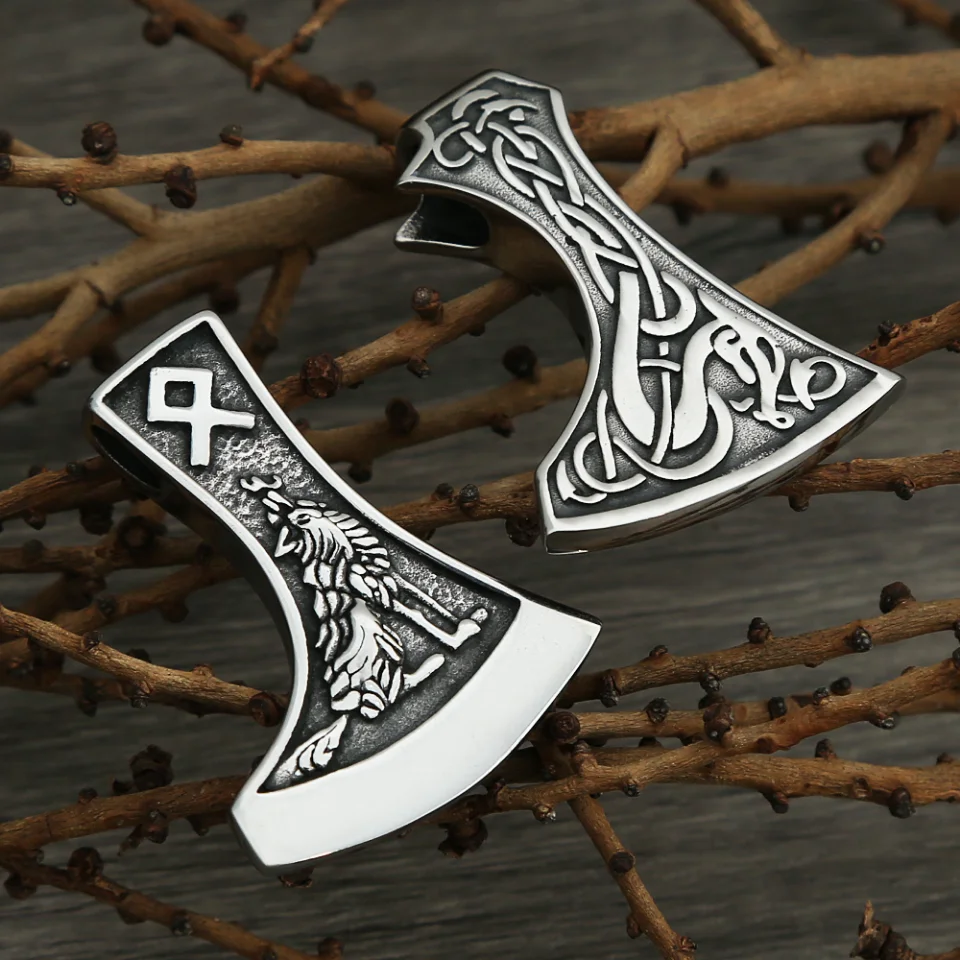 

Vintage Stainless Steel Viking Axe Pendant Necklace For Men Nordic Fashion Celtic Knot Necklaces Amulet Jewelry Gift Wholesale