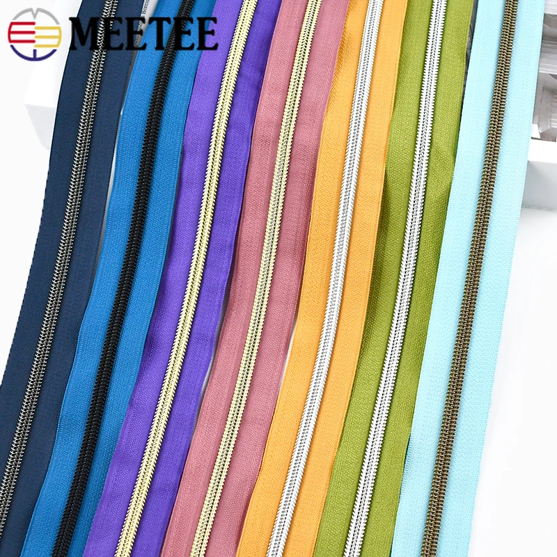 2-10Meters Meetee 5# Nylon Zipper Tape Bags Coat Closure Zippers by Meter Luggage Zips Repair Kit DIY Garment Sewing Accessories