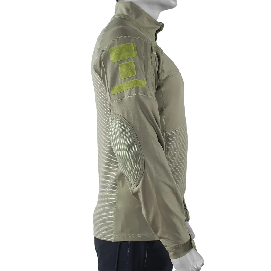 Camicie tattiche Camo 1/4 Manica lunga Traspirante Top Softair Quick Dry traspirante Multicam Camicia da esterno Abbigliamento militare da uomo