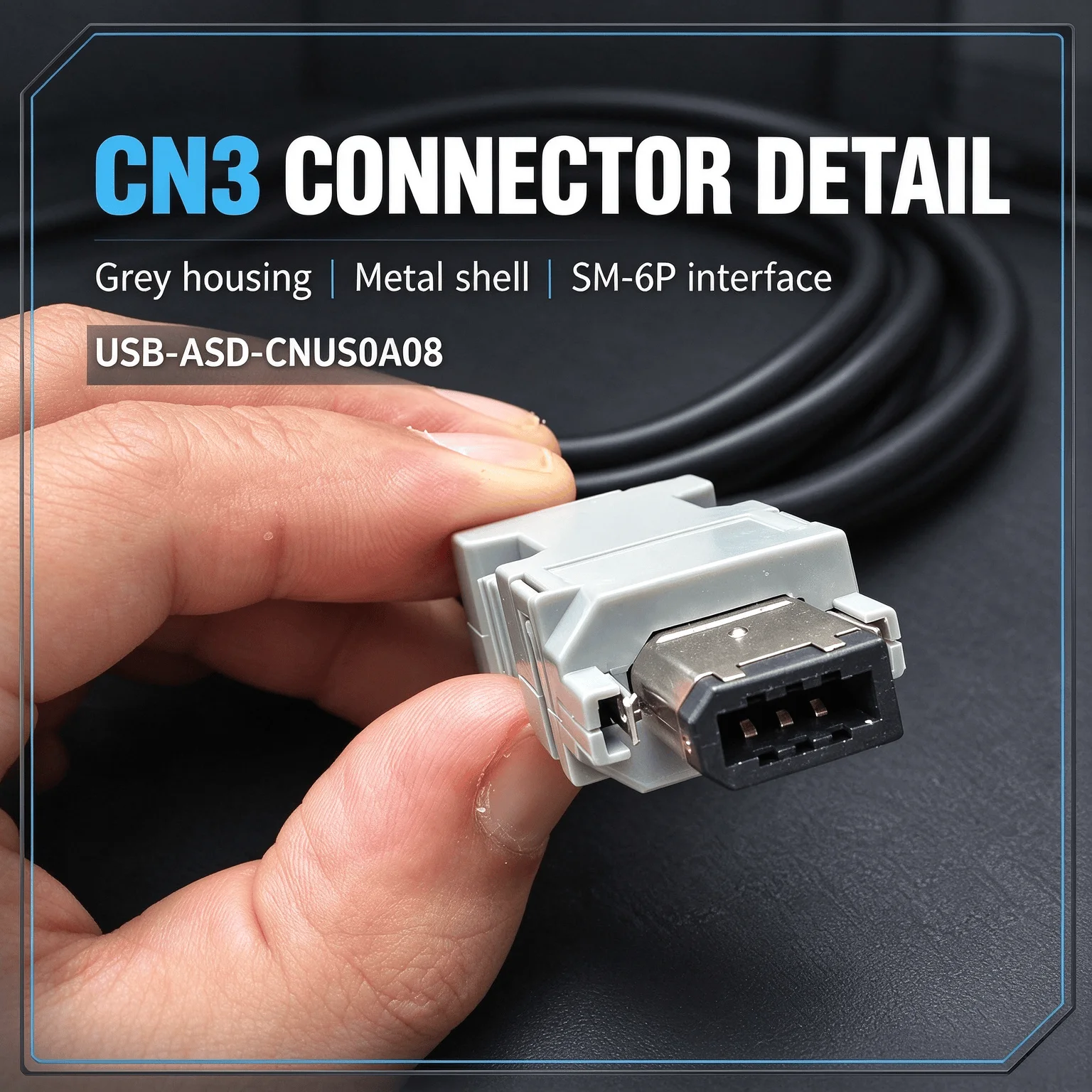 SM-6P CN3 USB Adapter USB-ASD-CNUS0A08 Cable for Delta ASDA-B2 AB A2, 3M, Servo Upload Download Communication Cord