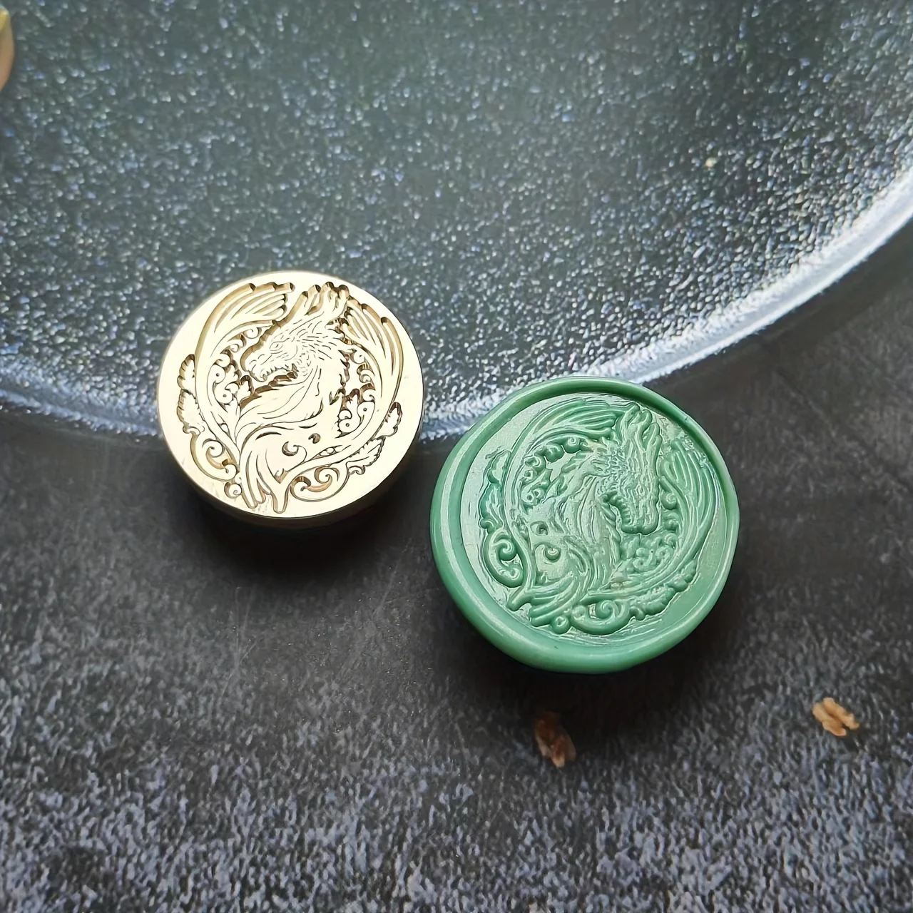 1pc Dragon Series Seal Stamp, Round Fire Lacquer Seal Stamp Head, Fire Lacquer Wax Sealing Tool, Brass Seal Stamp Accessories,