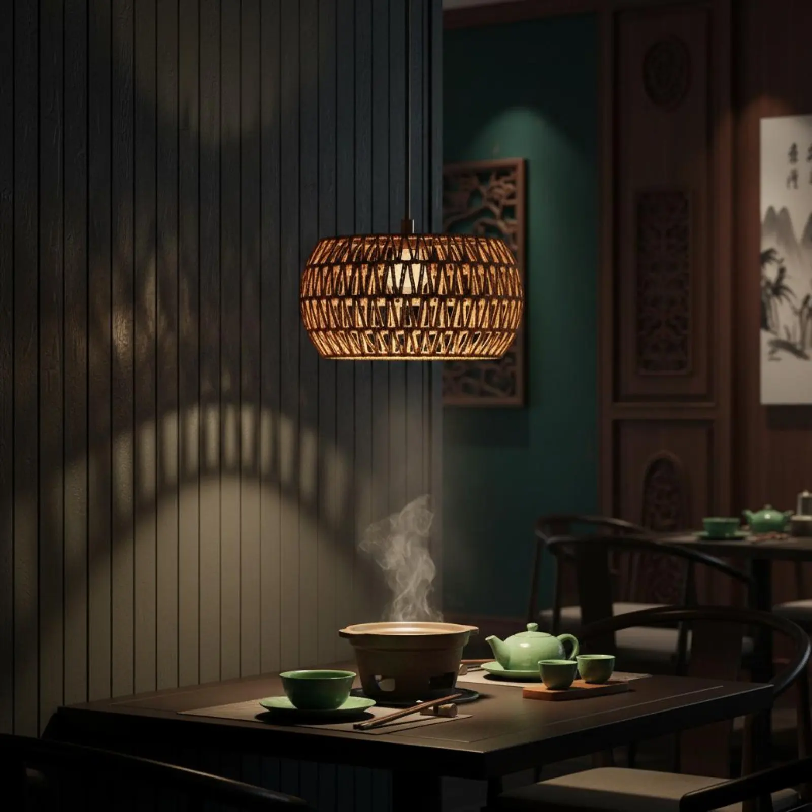 

Woven Rattan Lampshade Natural Imperfection Design Wicker Hanging Shade Drum Lamp Shade Boho Design Lighting Accessory Metal