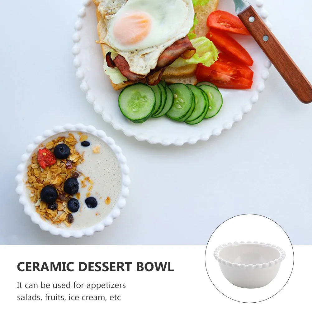 

Ceramic Dessert Bowl with One Piece Molding Serving Bowl for Ice Cream Snack Vegetable Soup Decorative Use