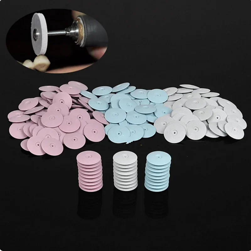 

100Pcs Dental Lab Polishing Wheels Burs Silicone Polishers Disk Coarse Blue/White/Red 22*3.5mm
