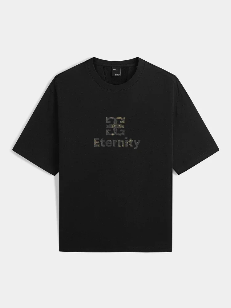 

Motorcycle Trendyy Pattern Commuter Short-Sleeved T-Shirt Summer New Slim Casual Men's Top Letter Printed T-Shirt Round Neck