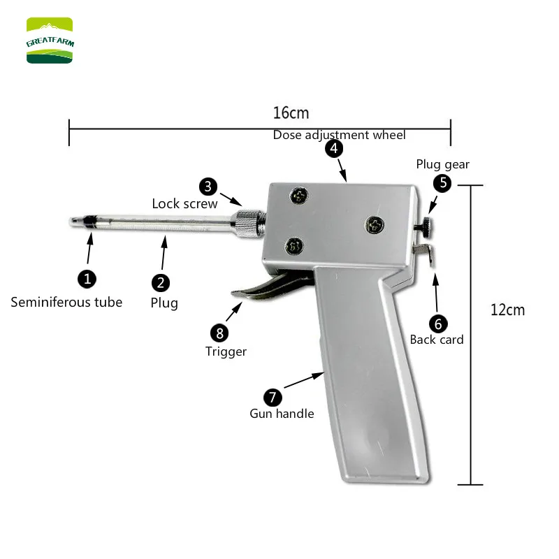 Chicken continuous insemination semen gun metering adjustable operation simple Chicken sperm artificial insemination farm device