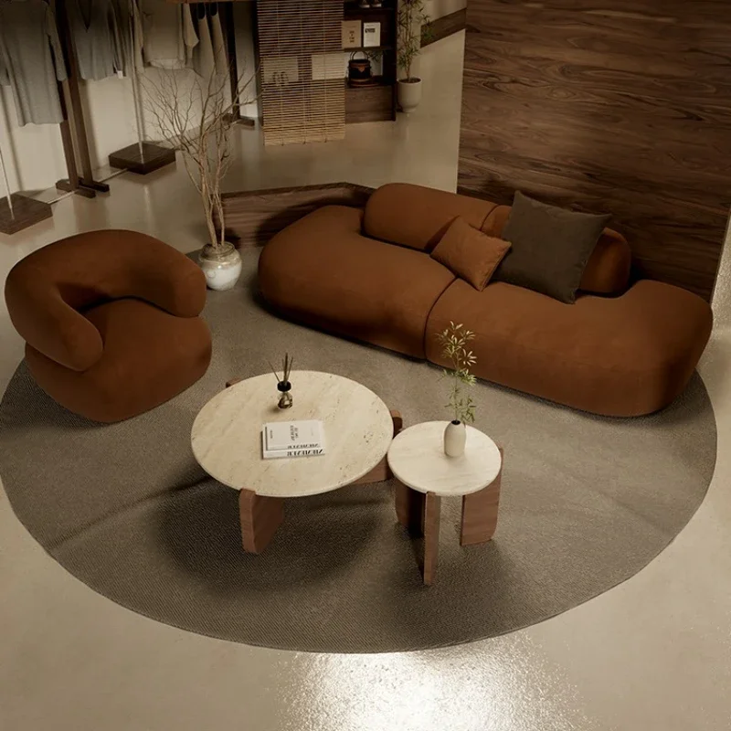 

Straight row sofa brown women's clothing store B & B beauty salon office rest area reception and negotiation