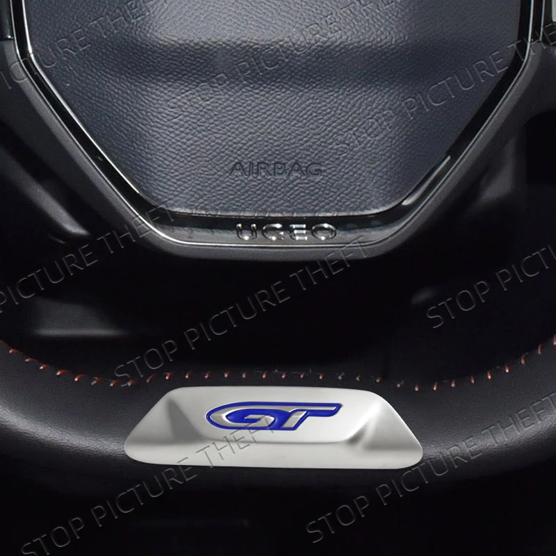 Metal Alloy GT Logo Car Steering Wheel Badge Interior Sticker Decoration Emblem For Peugeot 5008 4008 508 3008 308