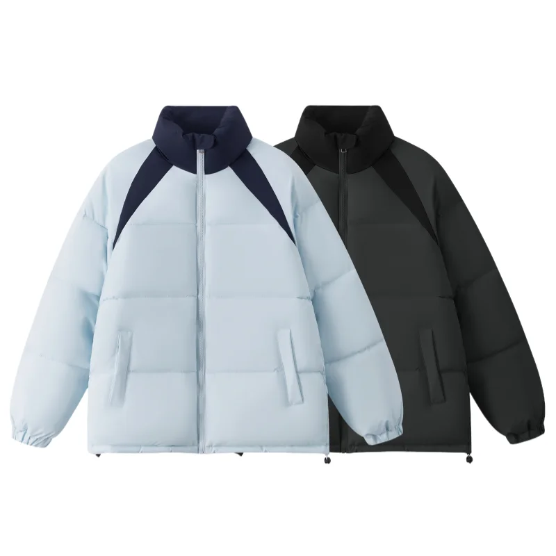 

Теплая велосипедная куртка для пары на открытом воздухе, куртка на хлопковой подкладке, теплое ветрозащитное пальто с воротником-стойкой, лоскутное пальто с цветными блоками