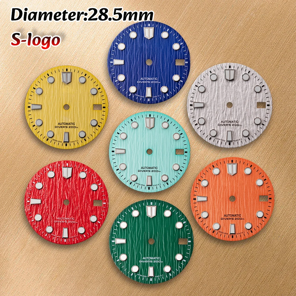 S Logo 28,5 mm 3D Ocean Glaciers Quadrante NH36/NH35 movimenti C3 Orologi luminosi di alta qualità per uomo Accessori per la modifica dell'orologio