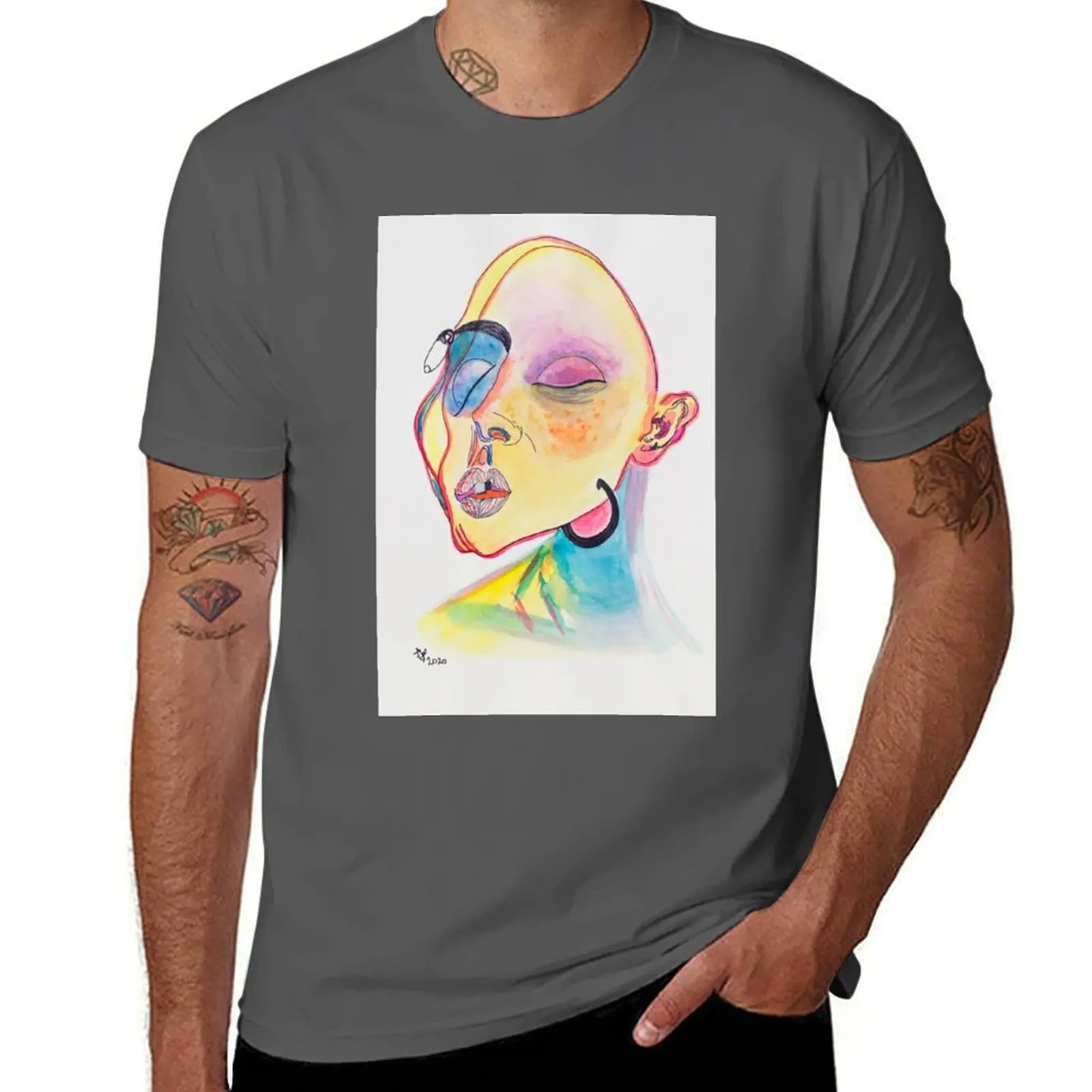 

portrait pinned T-Shirt No Iron Casual Short Sleeve Top