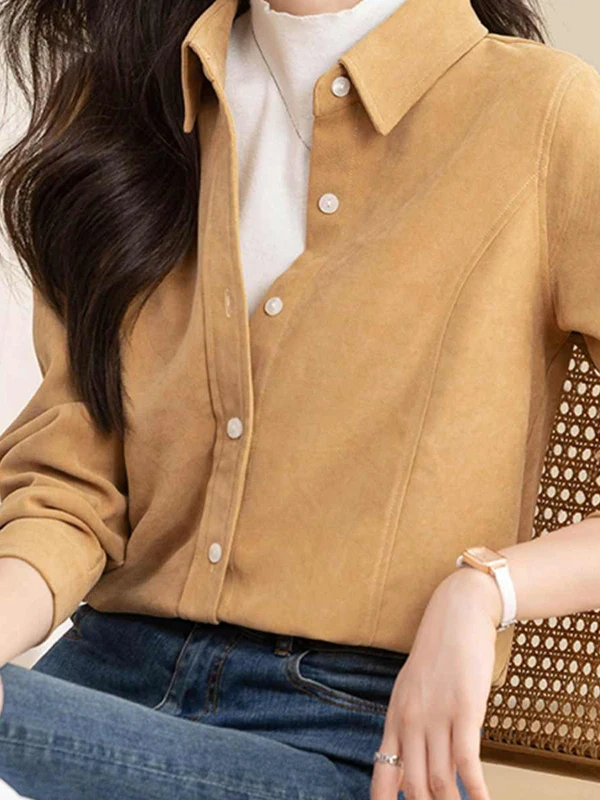 ay irt Fce Fini Thiened Sle da donna Primavera Autunno Inverno Stratificazione Bellissimo top unico Coreano Bottoni allentati Splic...