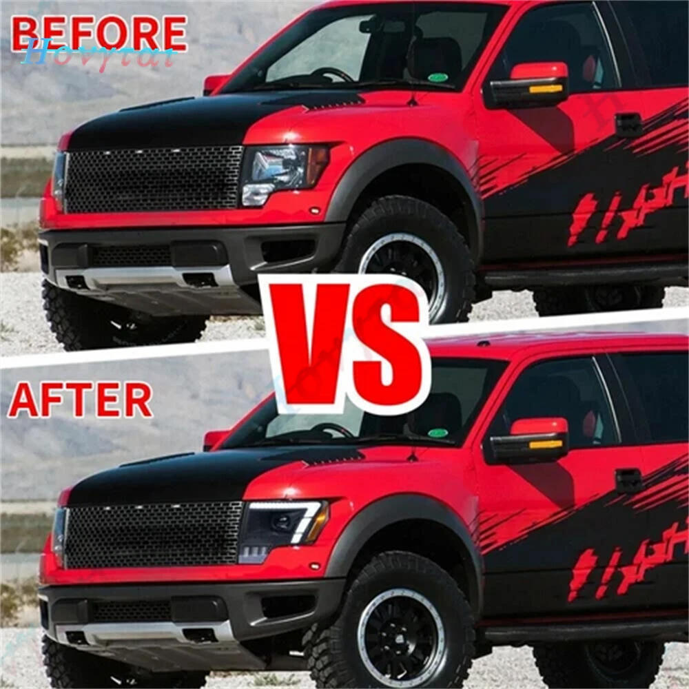 Pair LED Headlights For 2009-2014 Ford F150 F-150 Raptor/XL/XLT STX/SVT Pickup Headlight Front Lights Turn Signal DRL Head Lamp