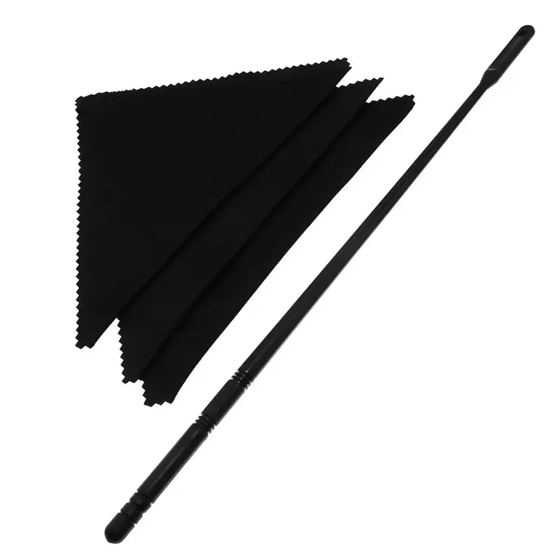 L79A Flute Cleaning Rod with 3Pcs Cleaning Swabs Flute Cleaning Kit Flute Cleaner Flute Polishing Cloth, Black
