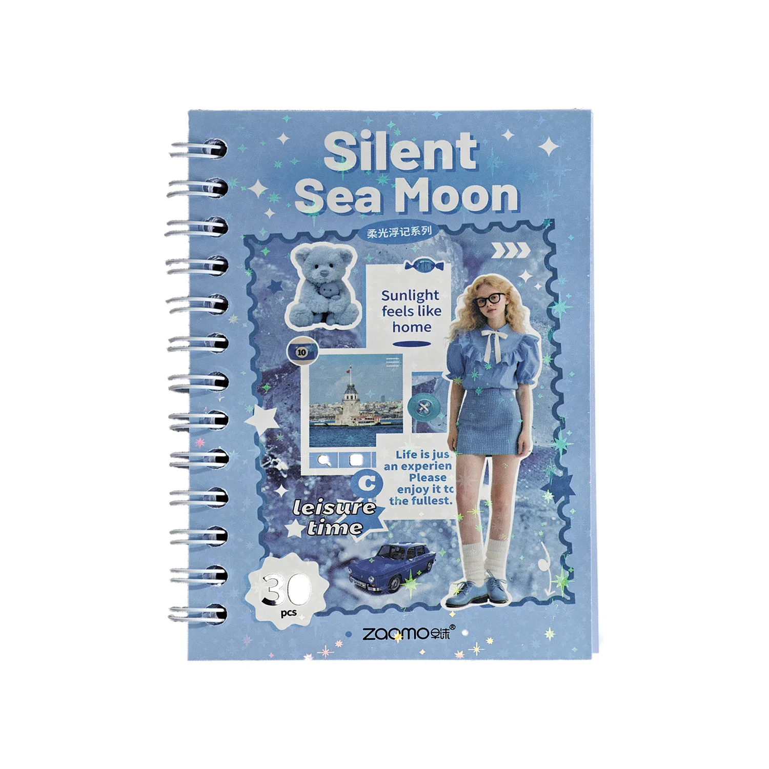 1pack/2pack 30 Sheets/pack All-in-One Creative Sticker Kit Soft Glow Floating Memo Series with Spiral-Bound for Layered Looks