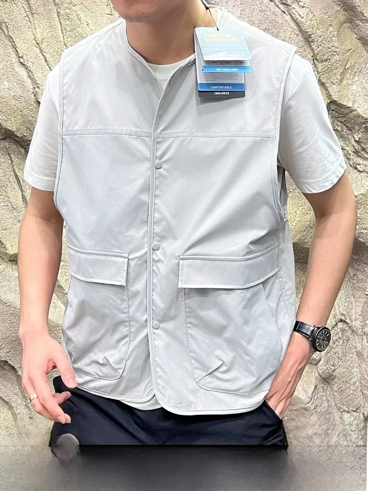 

Men's Nylon Windproof Water Resistant Stand Collar Vest Outdoor Mountain Series Lightweight Summer Casual Faion Vest