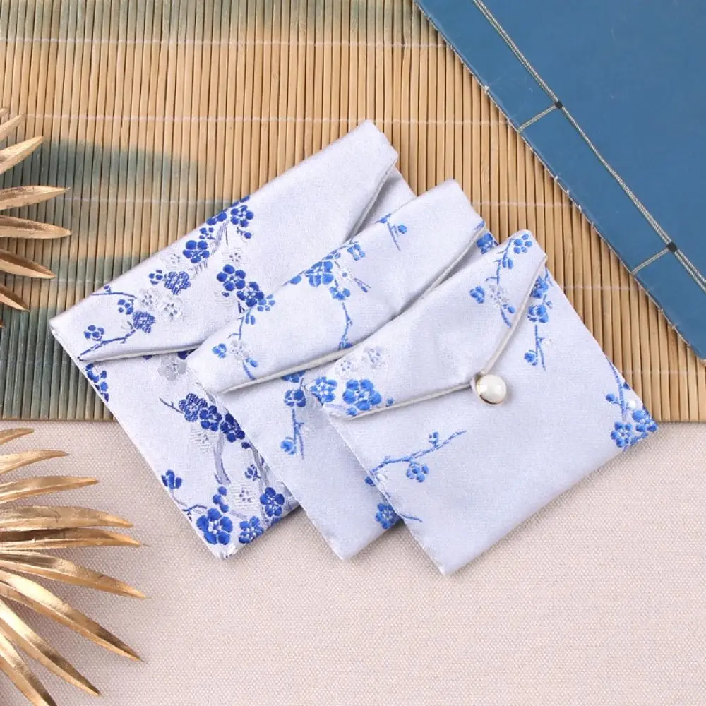 Retro Satin Jewelery Bag Embroidered Floral Wallet Chinese Style Bracelace Bag Jewelery Storage Bag Girl