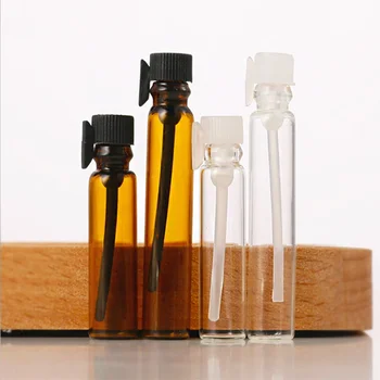 2ml glass dropper bottle brown Mini stick essential oil inner with Amber stopper sample 1ml trial use perfume sub bottles empty