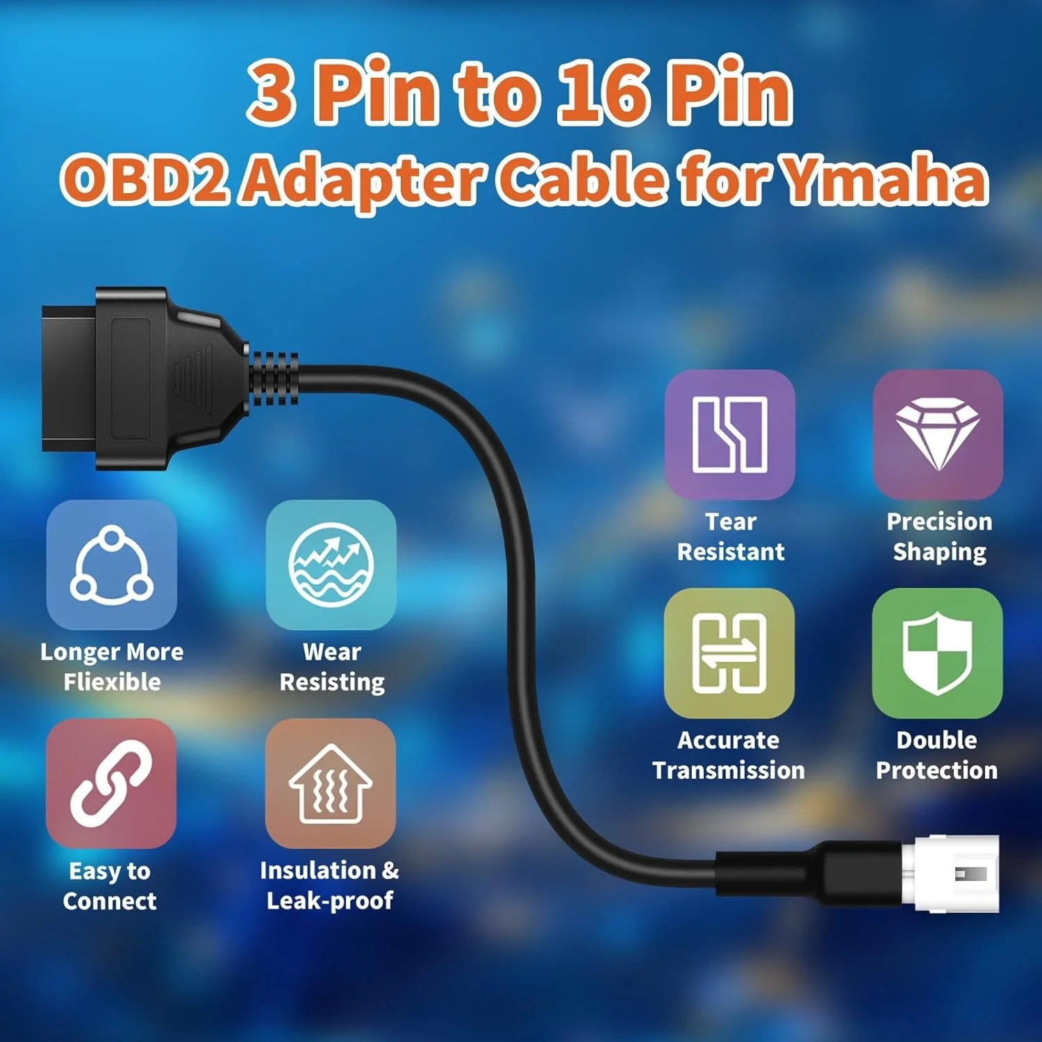 Кабель-адаптер OBD2 для мотоцикла, удлинительный кабель для мотоцикла YAMAHA, 3-контактный разъем OBD2, разъем OBD2 для Honda Moto
