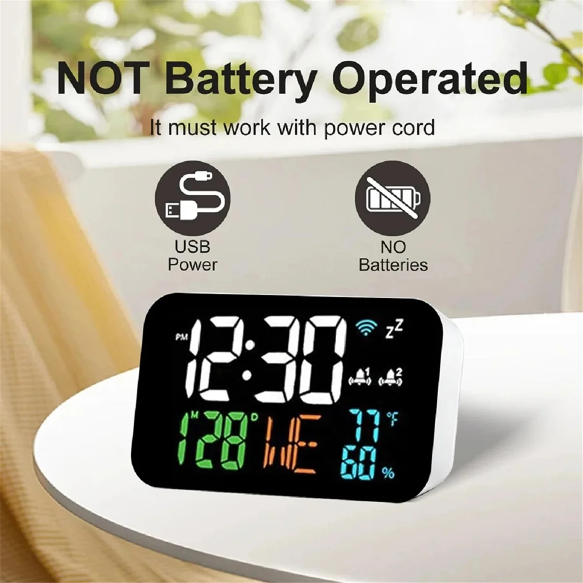 A002 Tuya WiFi Clock Calendar Inteligentny termometr higrometr z cyfrowym wyświetlaczem LED Obsługa WIFI