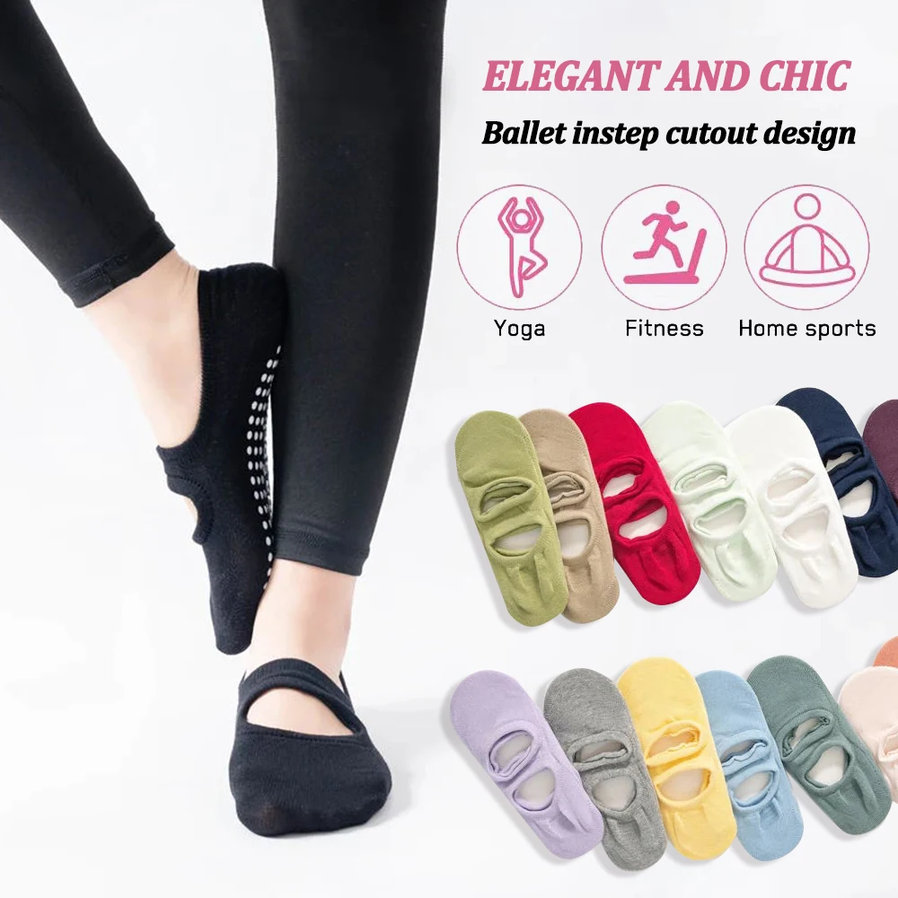 3 Pairs Professional Women Yoga Socks Silicone Anti-slip Ballet Pilates Socks Women Backless Breathable Dance Sports Socks