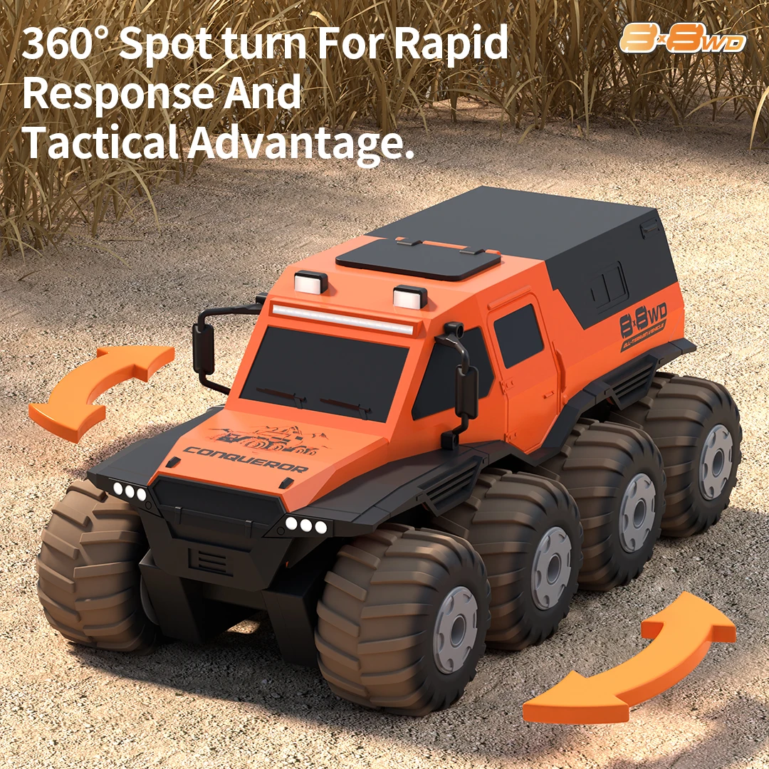 شاحنة RC برمائية لجميع التضاريس - سباق الانجراف المقاوم للماء بدقة 8WD للأولاد، لعبة نهائية للطرق الوعرة والماء، أفضل هدية عيد ميلاد للأطفال