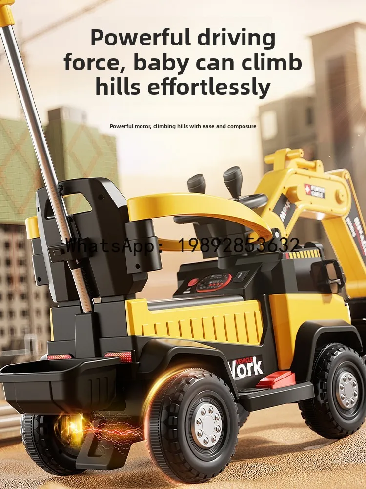 TQH Children's Excavator Ride-On Toy Electric Digger Remote Control Ride-On Construction Vehicle Hook Machine