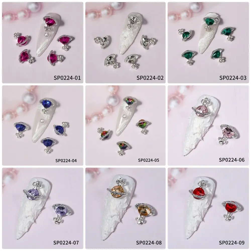 10Pcs/Pack Jewelry Luxury Nail Charms Nail Parts 3D Zircon Alloy Nail Art Decoration Colorful Gems Stones Crystal Rhinestones