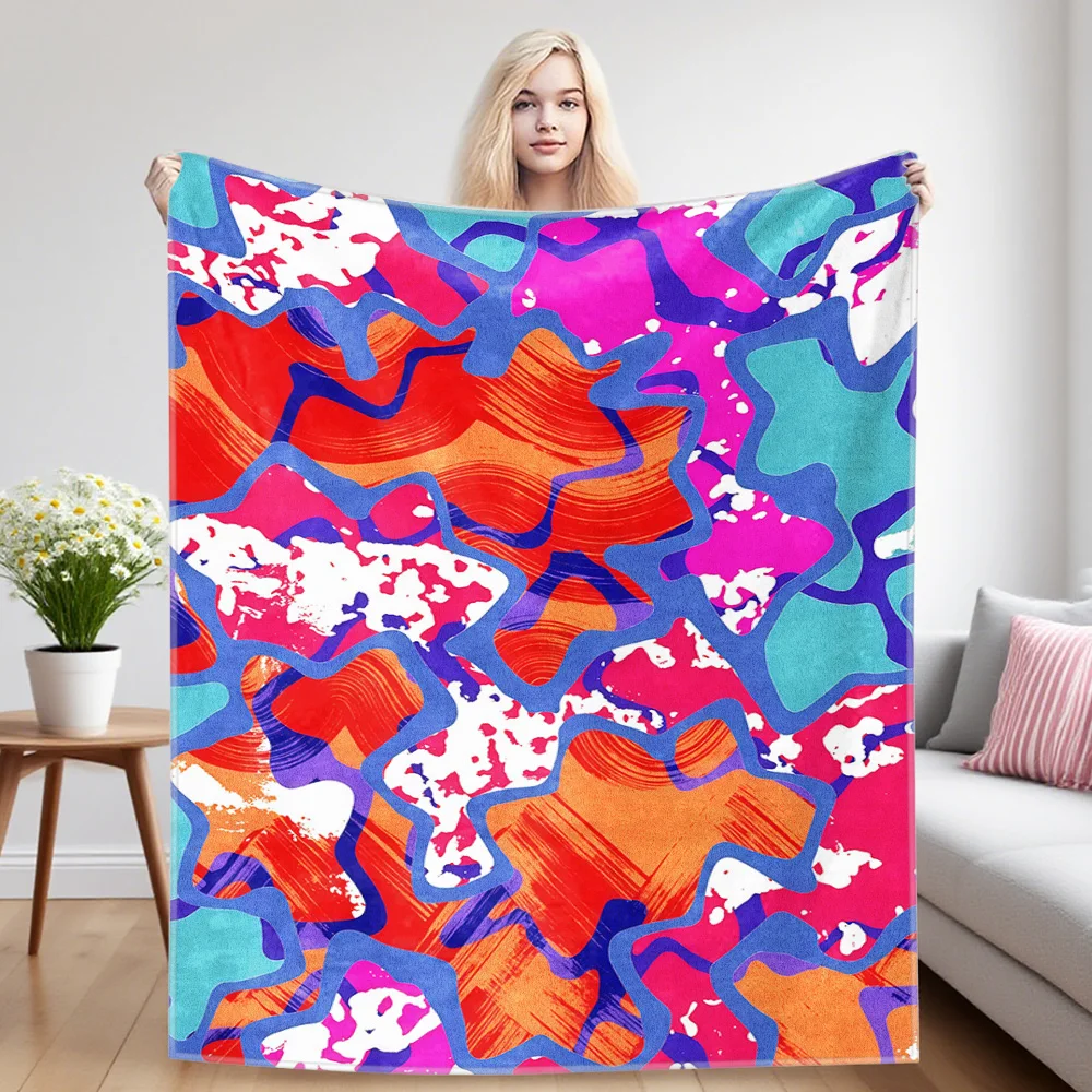 Pop Star Abstract Sofa Specific Soft Flannel Blanket, Universal Plush Gift Blanket For All Seasons
