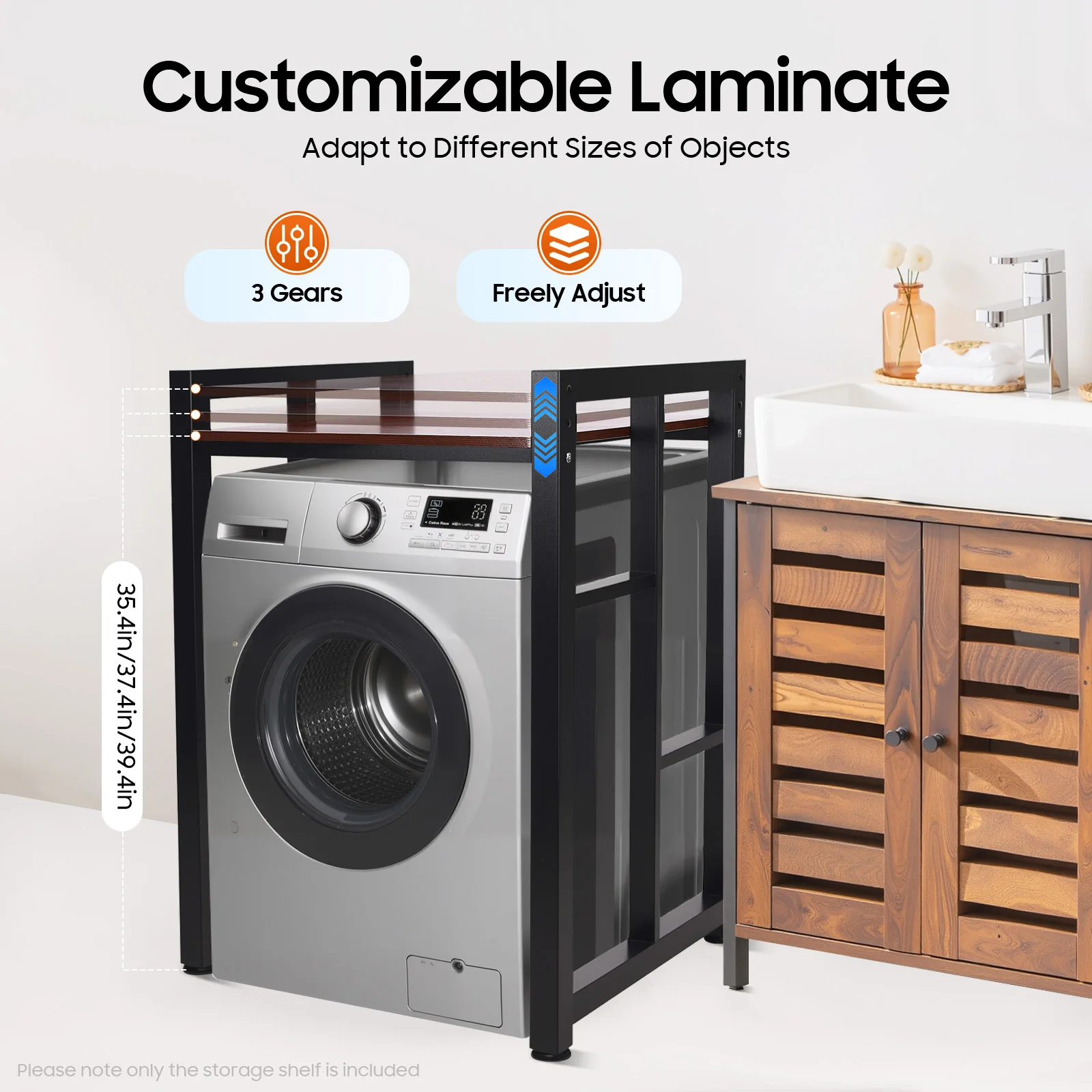 رف تخزين للغسالة والمجفف قابل للتعديل، رف منظم للحمام لتوفير المساحة، رف تخزين الغسالة والمجفف 190 كجم #3