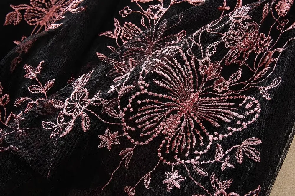 Vestido de malla transparente con bordado de flores y lunares para mujer, traje de verano con Espalda descubierta, tirantes finos