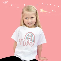 Rainbow Birthday Shirt 1 2 3 4 5 6 Birthday T-Shirt Wild Tee Girls Party T Shirts Rainbow Clothes Kids Gifts Fashion Tops Tshirt