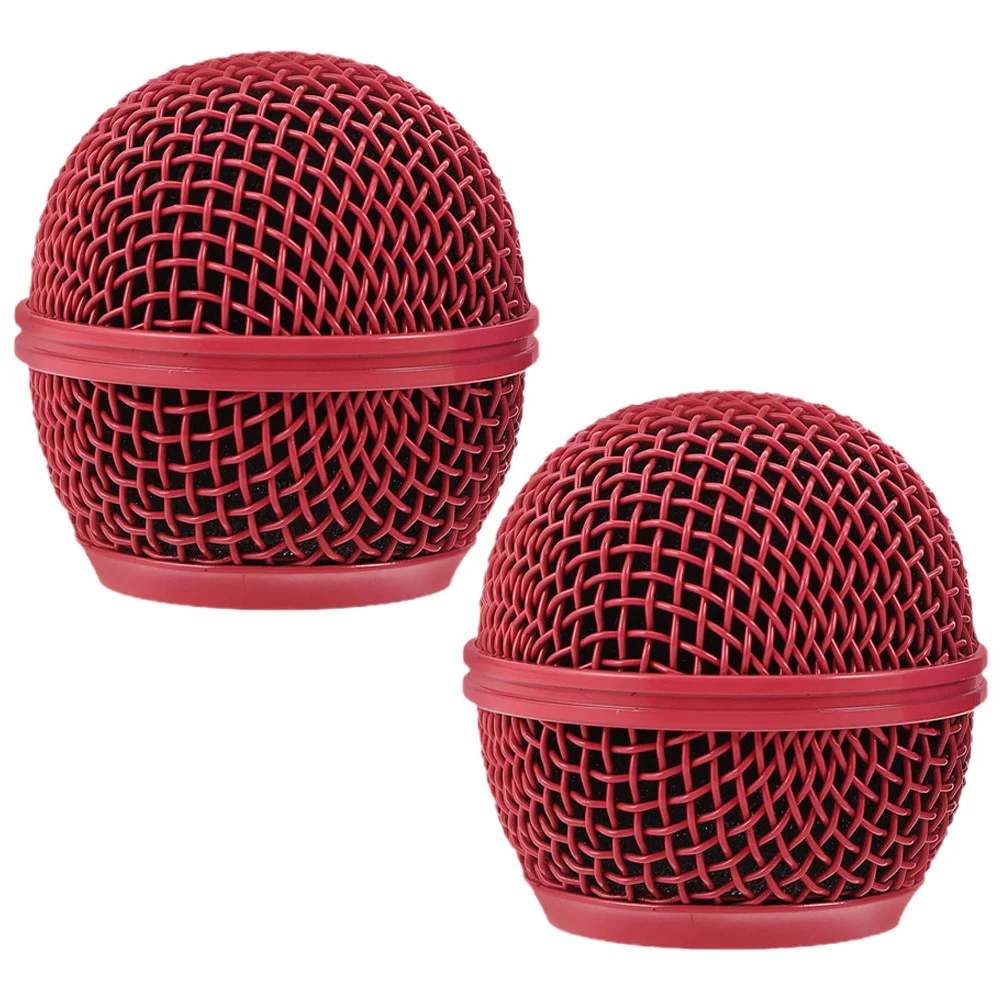 

2Pcs Microphone Ball Head Mesh Grill Metal Replacement Colorful Mic Cover Clear Sound Noise Filter for Recording Live Shows