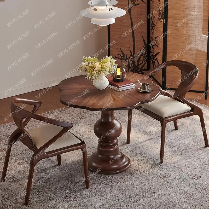 

Solid wood small round table small apartment balcony dining table casual household special-shaped small table