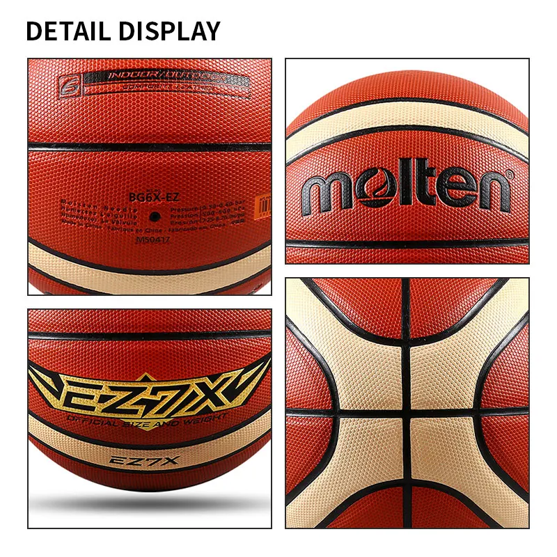 Molten-Ballon de basket-ball pour hommes et femmes, certification officielle, matériau PU, compétition, extérieur, intérieur, haute qualité, taille 7, 6/5