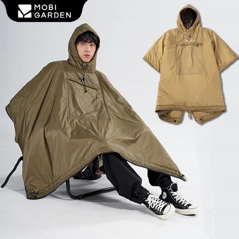 

MOBI GARDEN Camping Wearable Cloak With Cap 680g Ultralight Cotton Sleeping Bag Multifunction Outdoor Warm Quilt Winter Travel