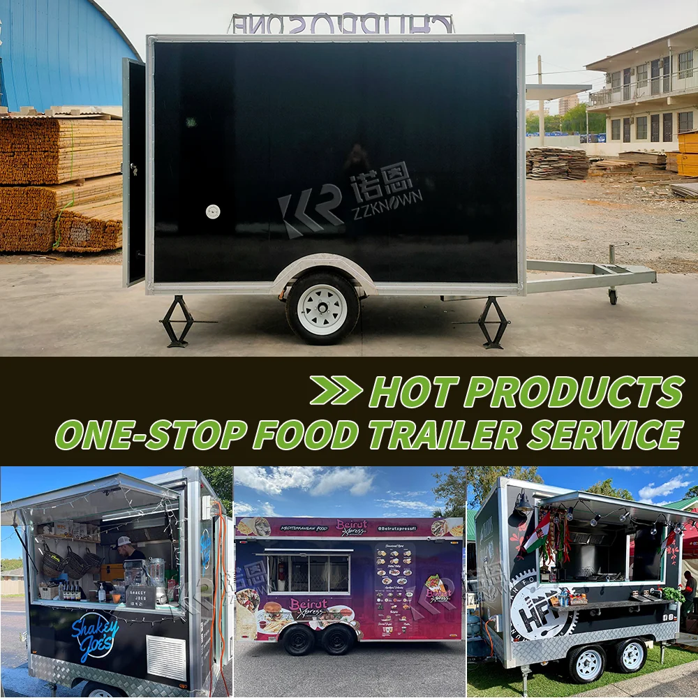 Carrello per camion per cibo di strada Carrello per pizza, hamburger, gelati, chiosco per caffè, rimorchio per cibo concessione personalizzata con attrezzature da cucina complete